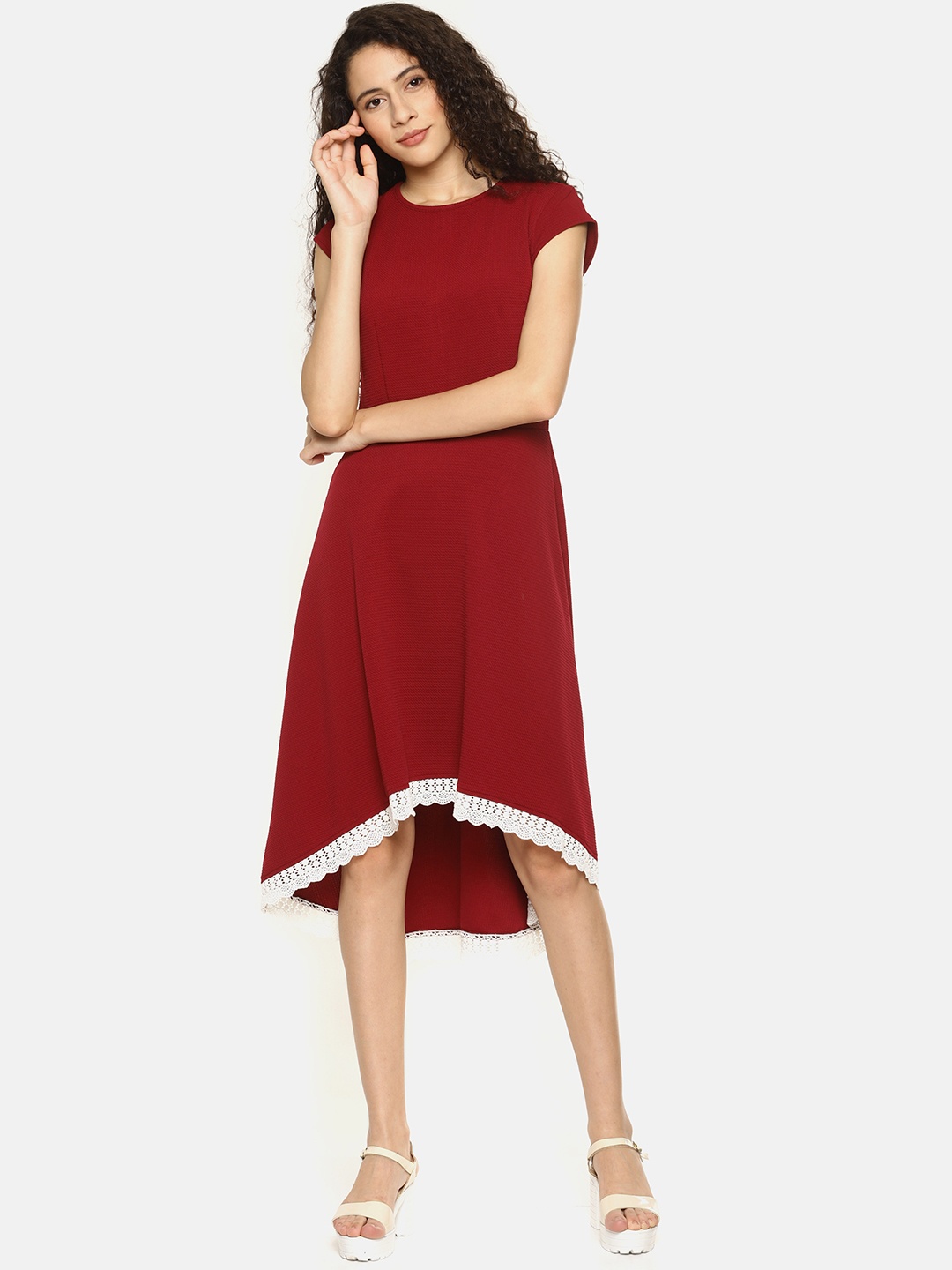 

AARA Women Maroon Solid A-Line Dress