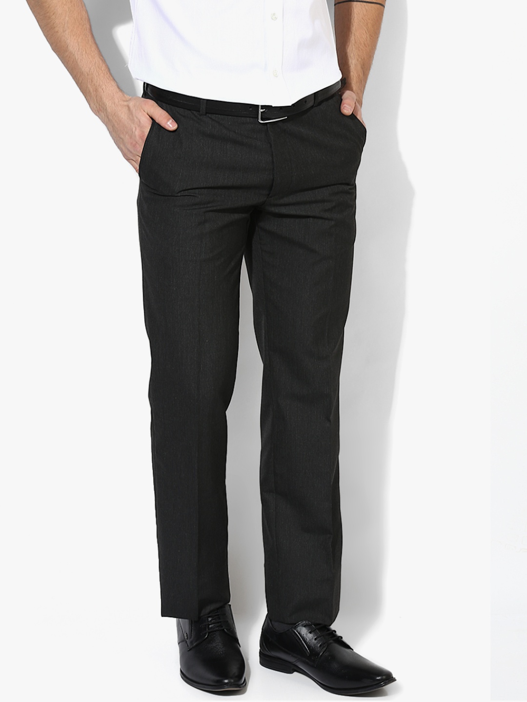 

Charcoal Grey Solid Slim Fit Formal Trouser