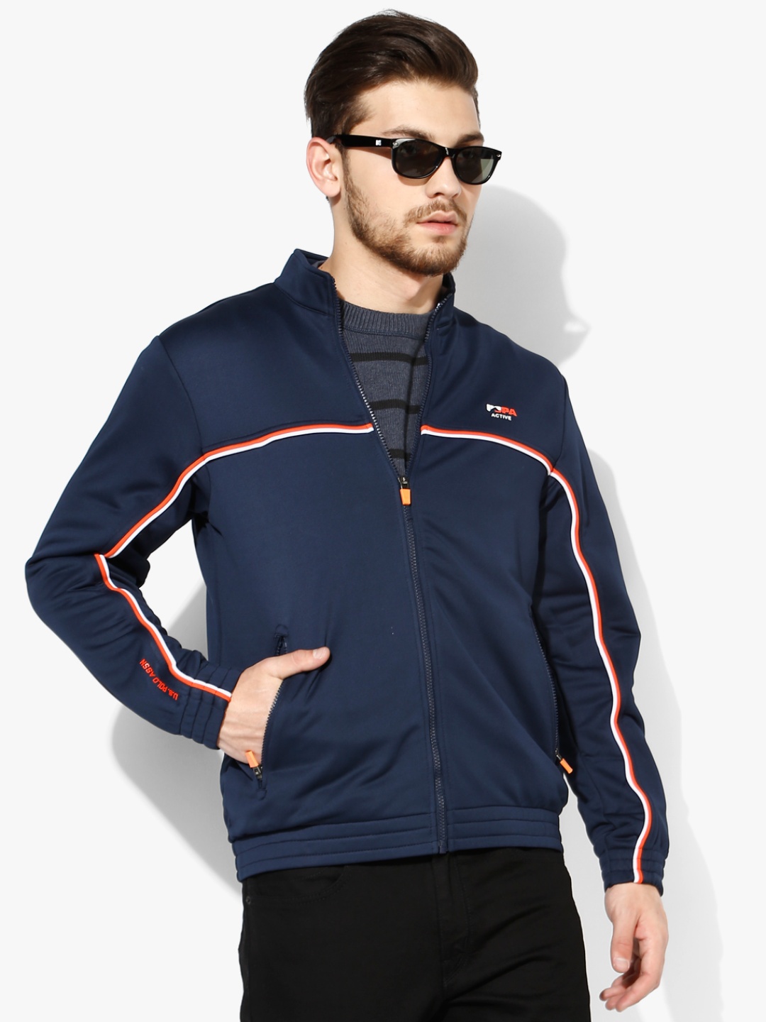 

U.S. Polo Assn. Navy Blue Solid Sweat Jackets