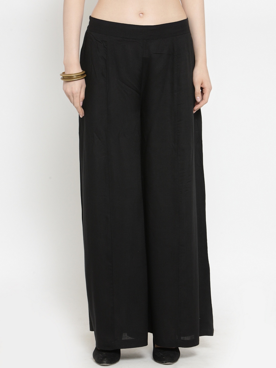 

Indibelle Women Black Straight Solid Palazzos