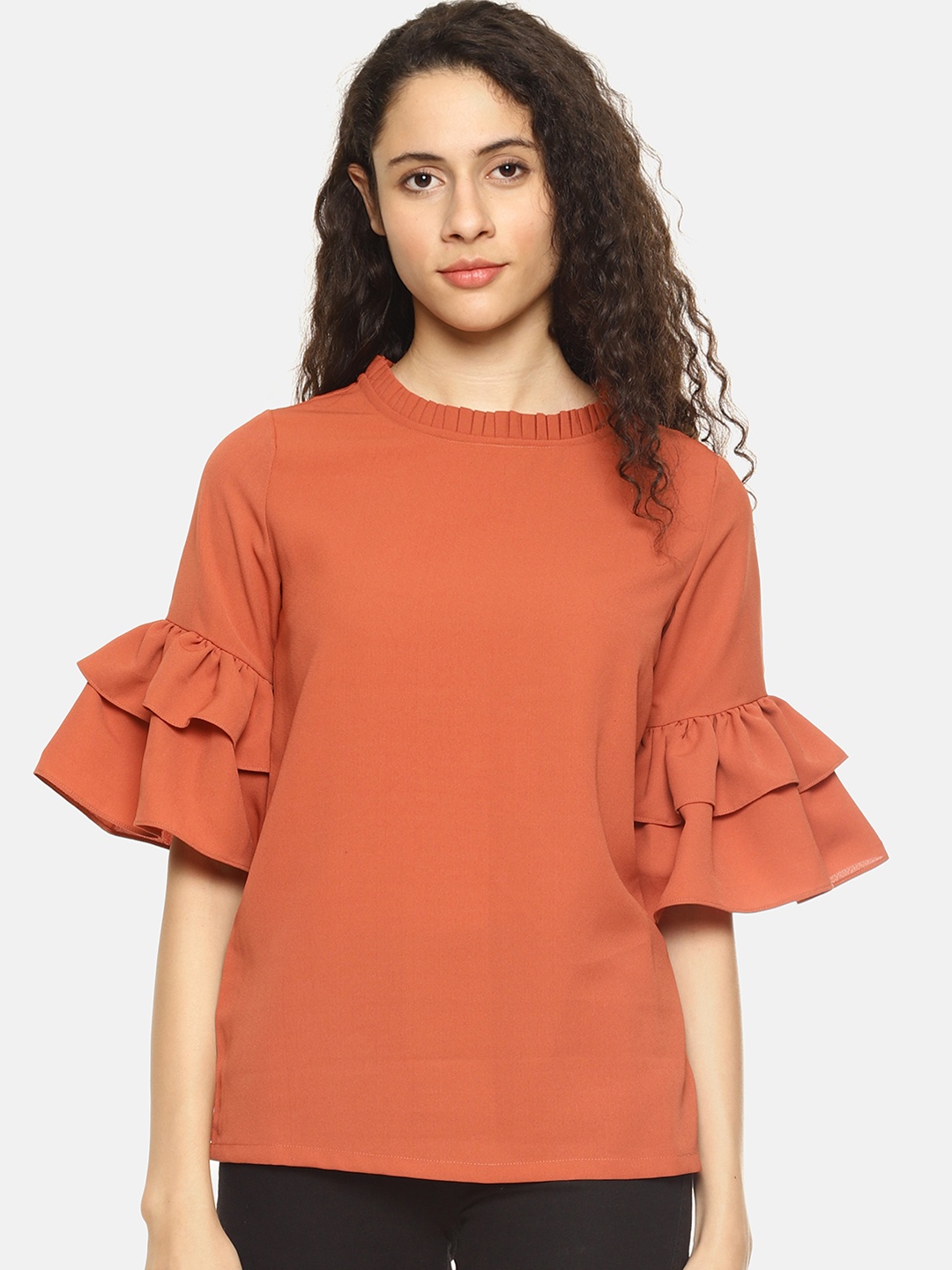 AARA Women Orange Solid Top