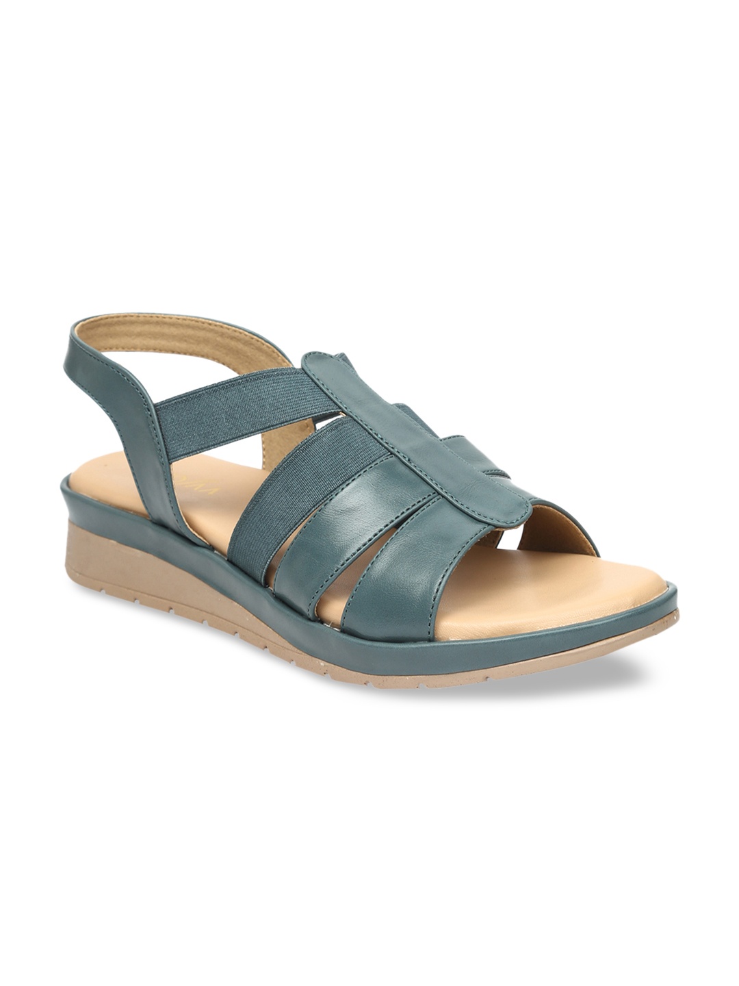 

VALIOSAA Women Teal Green Solid Open Toe Flats