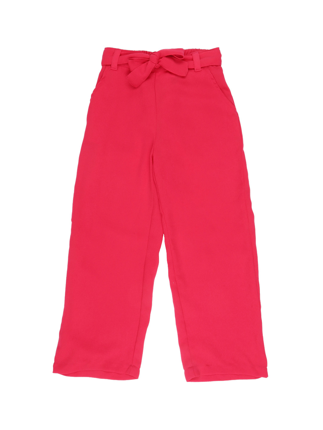 

Pantaloons Junior Girls Pink Regular Fit Solid Parallel Trousers