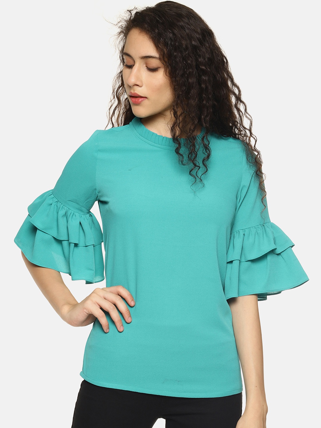 

AARA Women Sea Green Solid Top