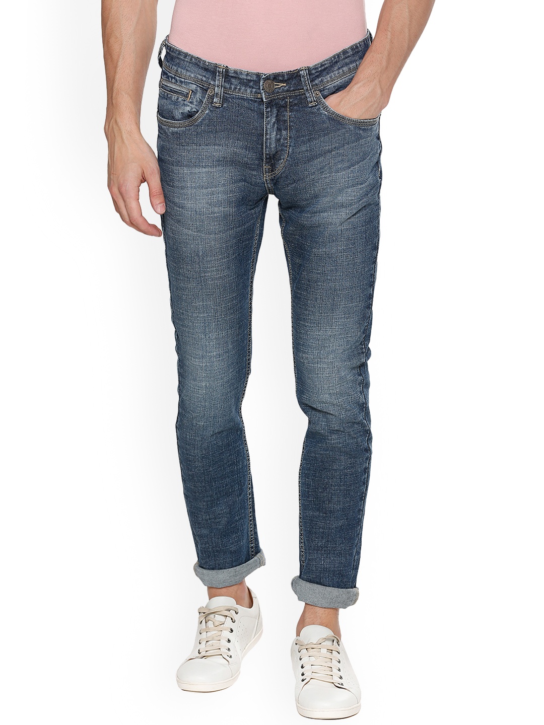 

People Men Blue Regular Fit Mid-Rise Clean Look Jeans