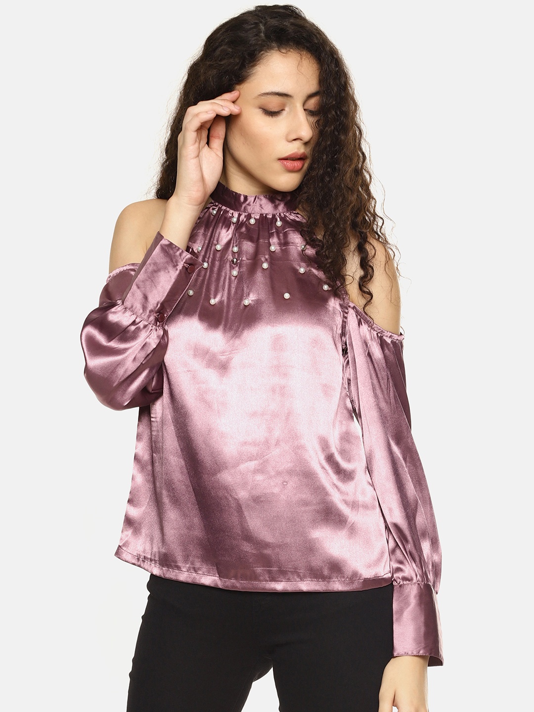 

AARA Women Purple Solid Styled Back Top