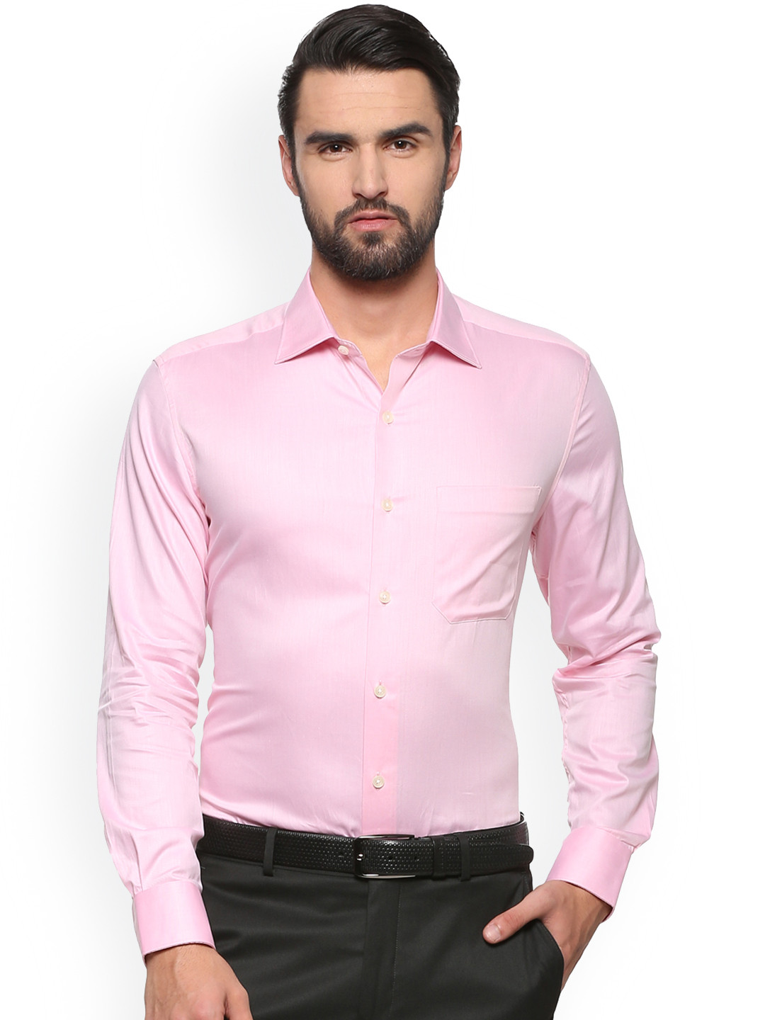 

Louis Philippe Men Pink Regular Fit Self Design Formal Shirt
