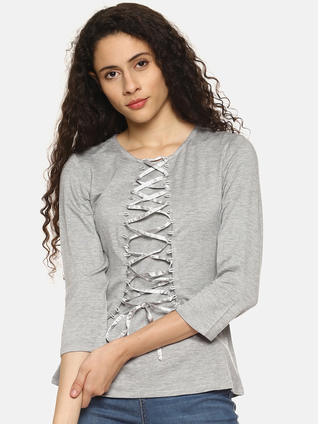 

AARA Women Grey Solid Top