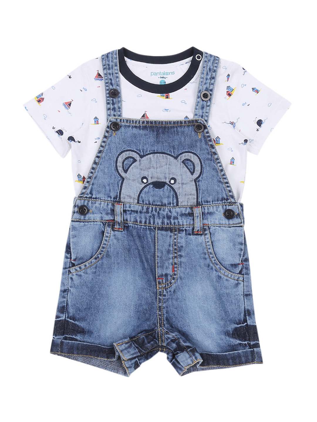 

Pantaloons Baby Boys Blue Printed T-shirt with Shorts