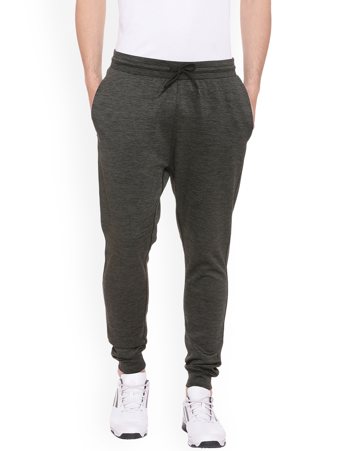 Basics Men Grey Solid Slim-Fit Joggers