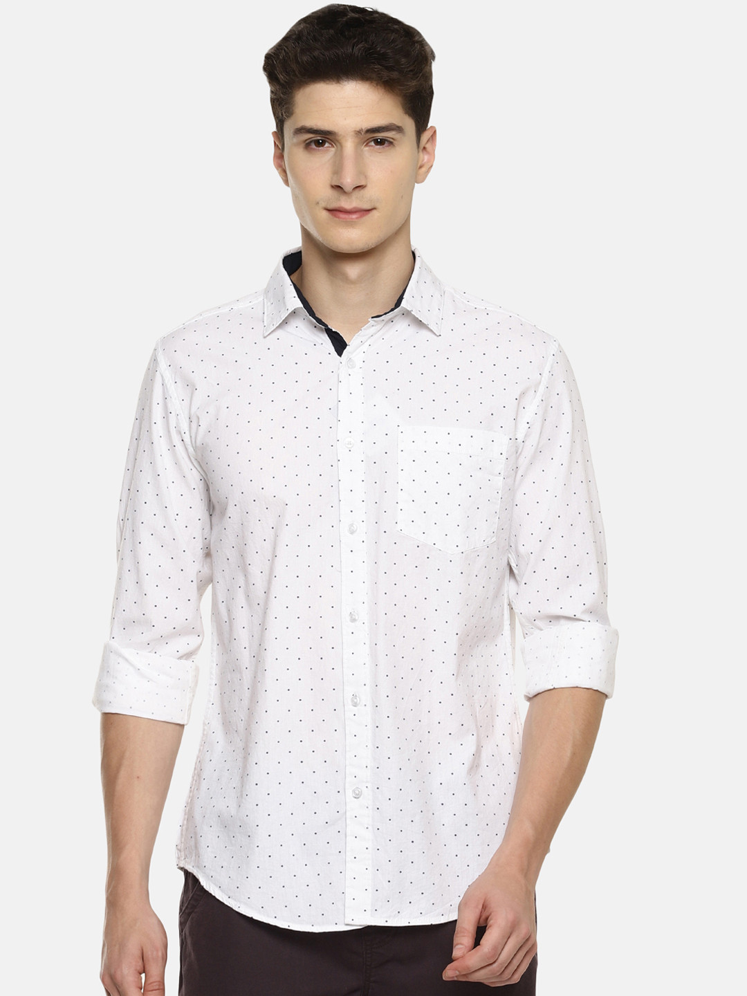 

IVOC Men White Smart Slim Fit Printed Casual Shirt