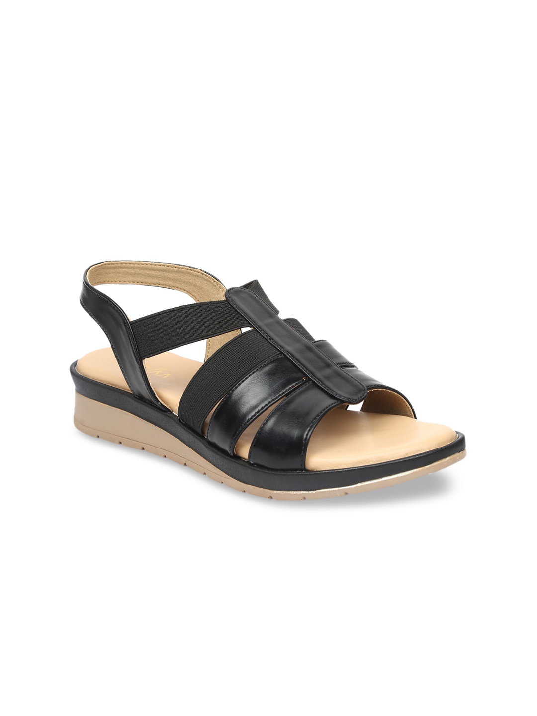 

VALIOSAA Women Black Solid Open Toe Flats
