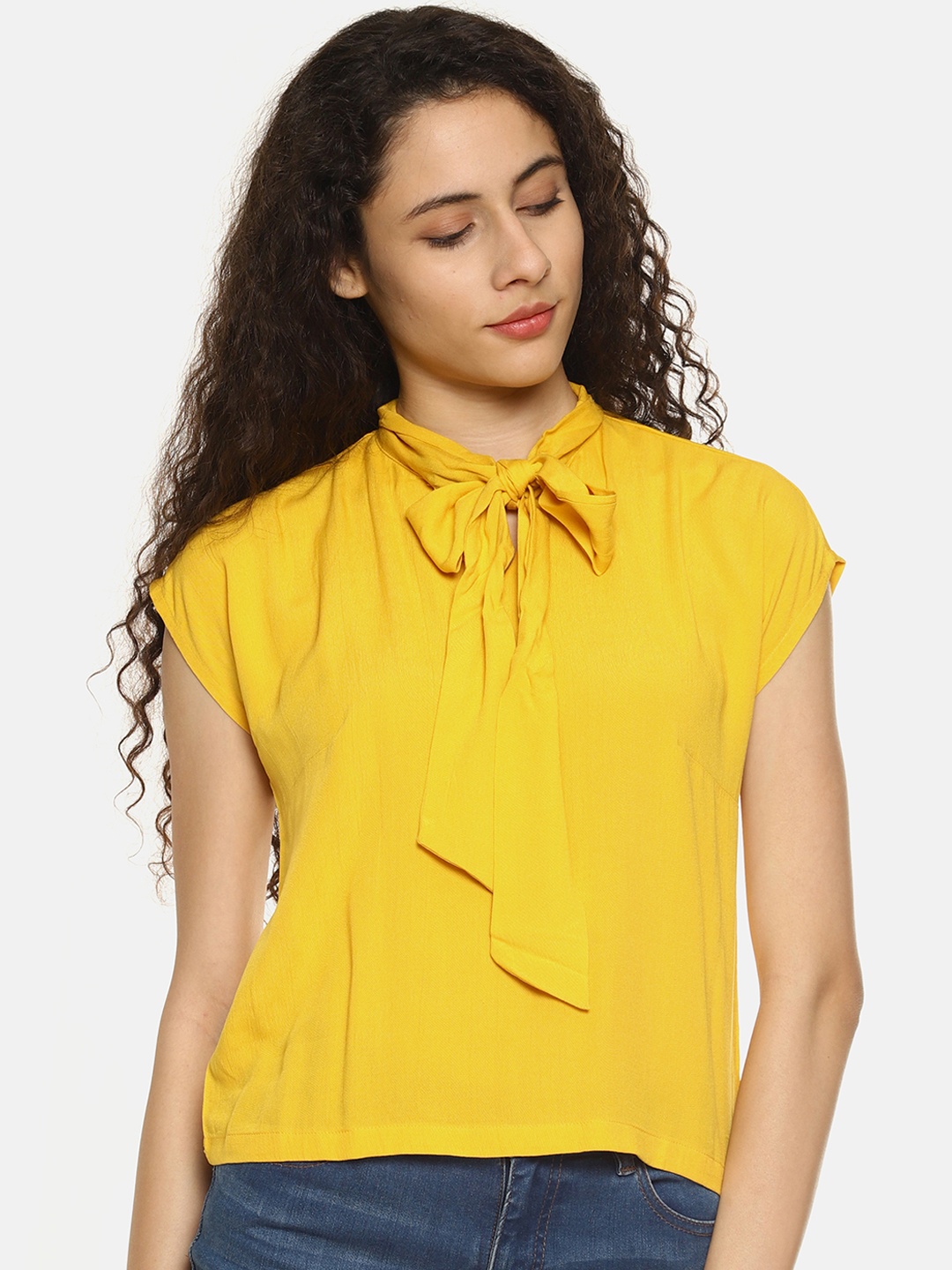

AARA Women Yellow Solid Top