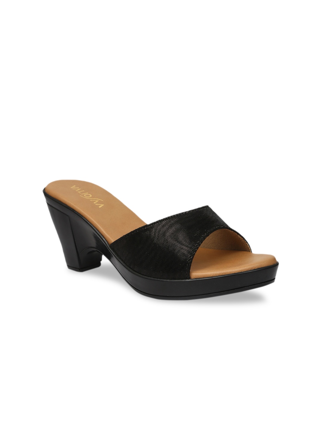 

VALIOSAA Women Black Self-Striped Heels