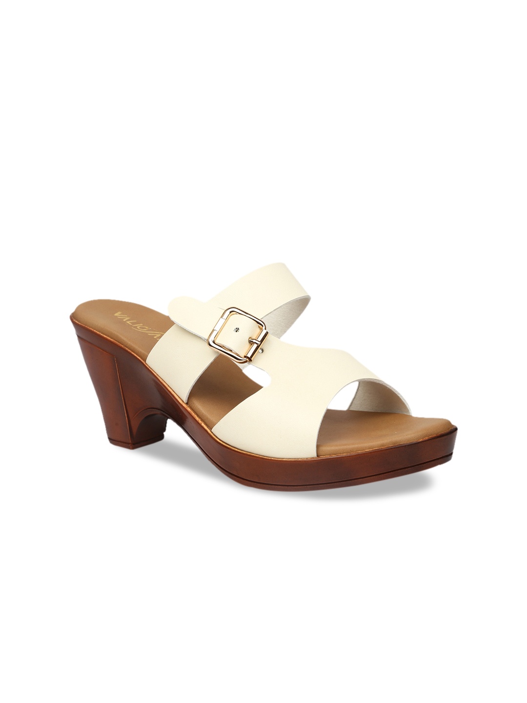 

VALIOSAA Women Off-White Solid Block Heels