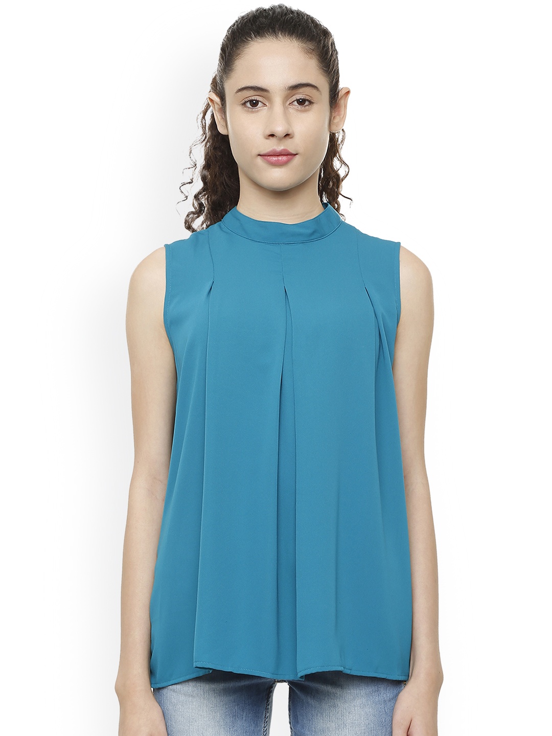 

Van Heusen Woman Blue Solid A-Line Top