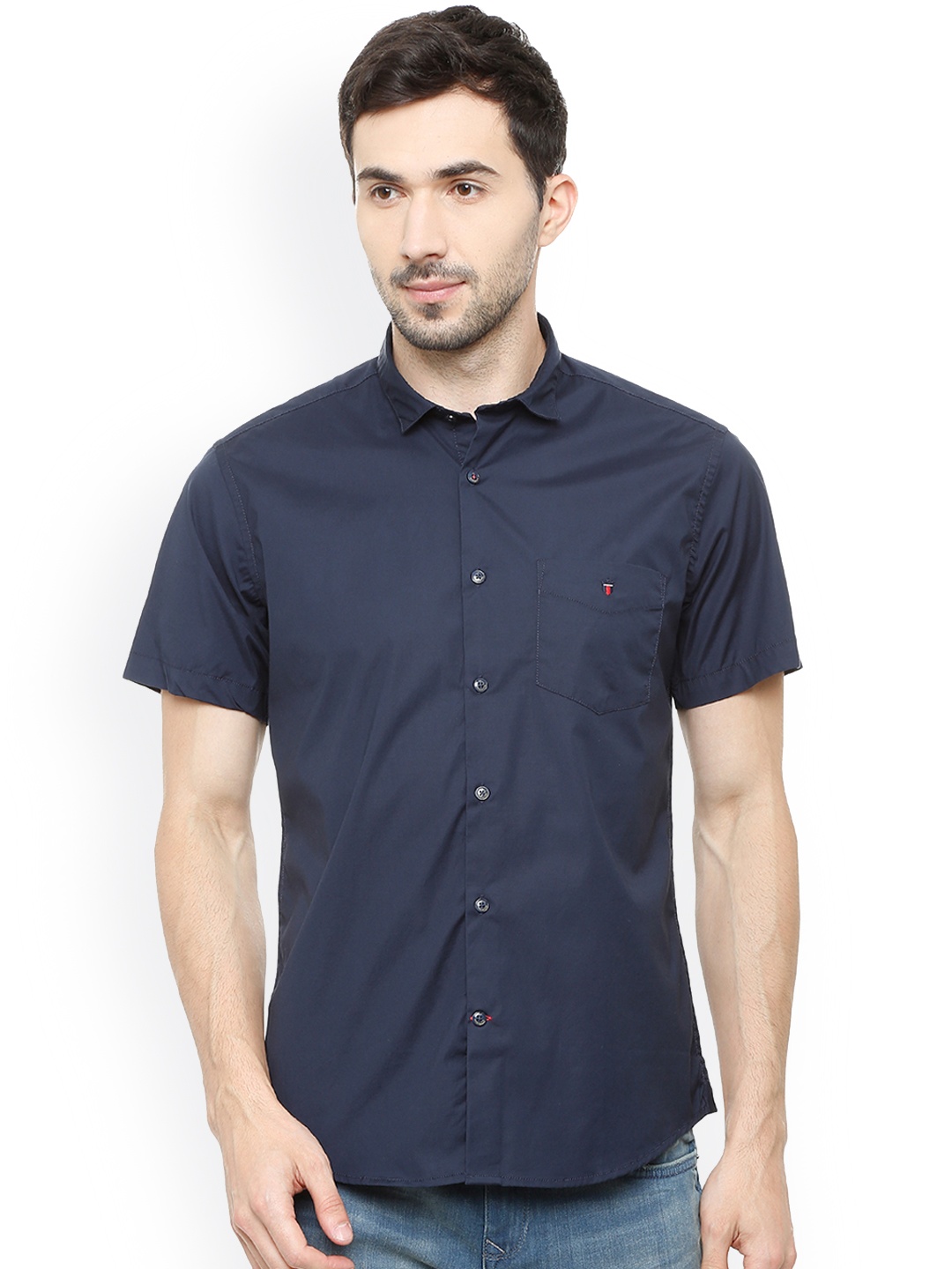 

Louis Philippe Men Navy Blue Slim Fit Solid Casual Shirt