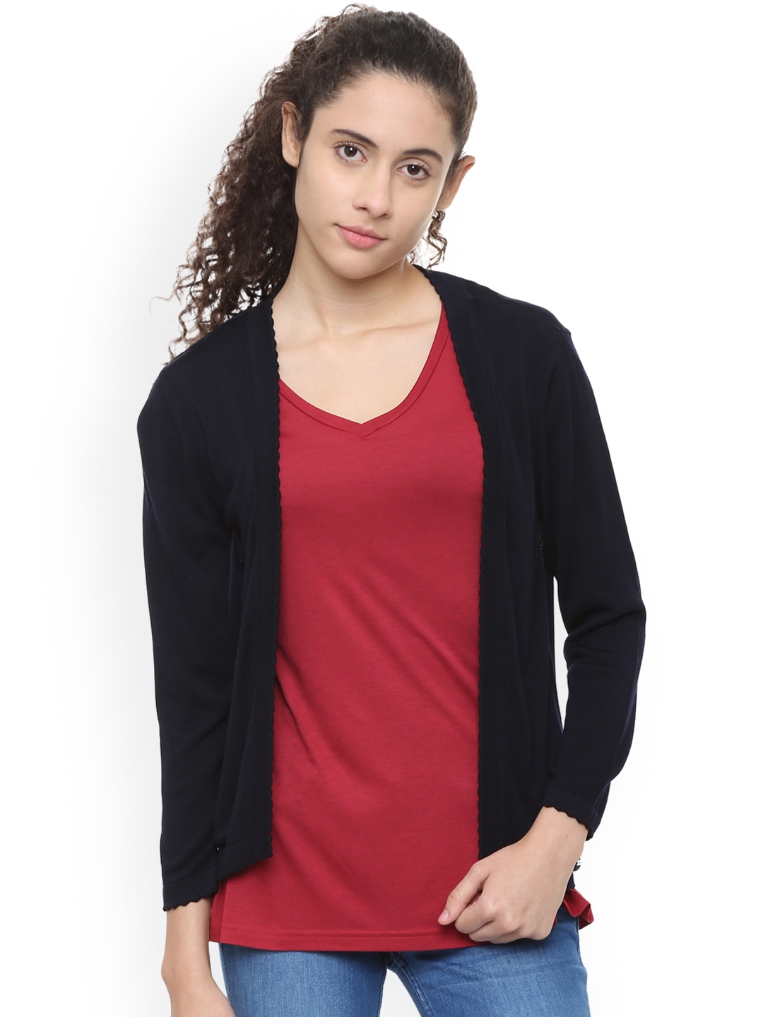 

Van Heusen Woman Black Solid Open Front Shrug