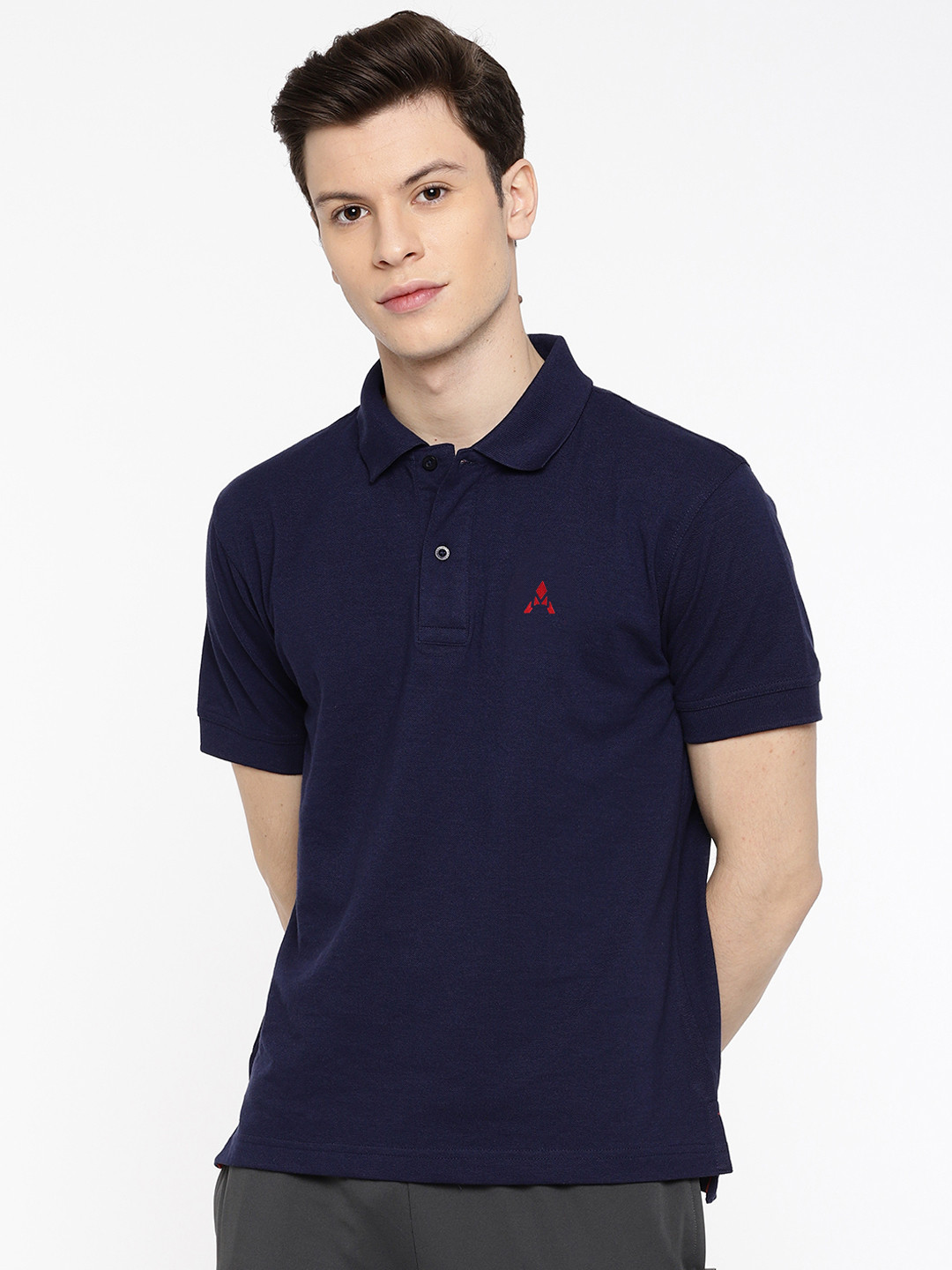 

ACTIMAXX Men Navy Blue Solid Polo Collar T-shirt