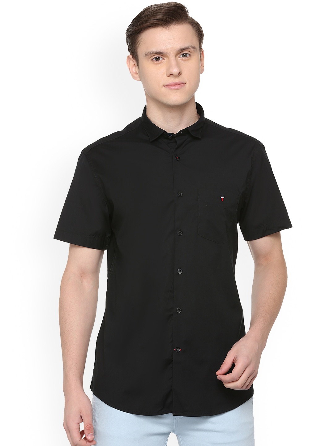 

Louis Philippe Men Black Slim Fit Solid Casual Shirt