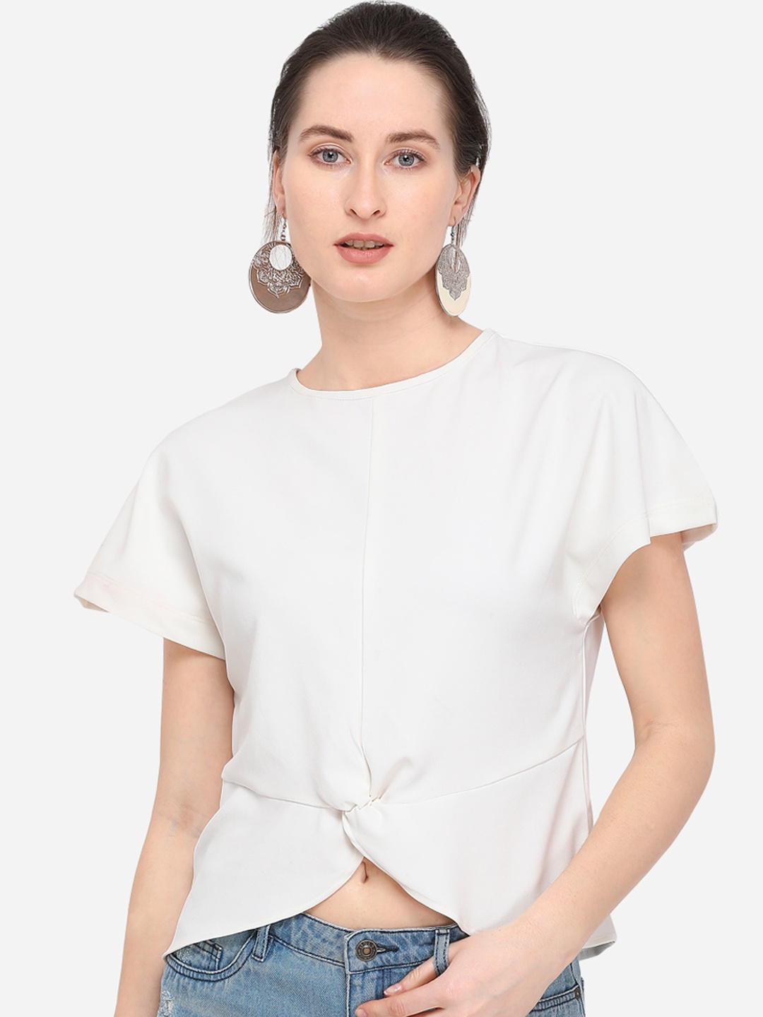 Smarty Pants Women White Solid A-Line Top