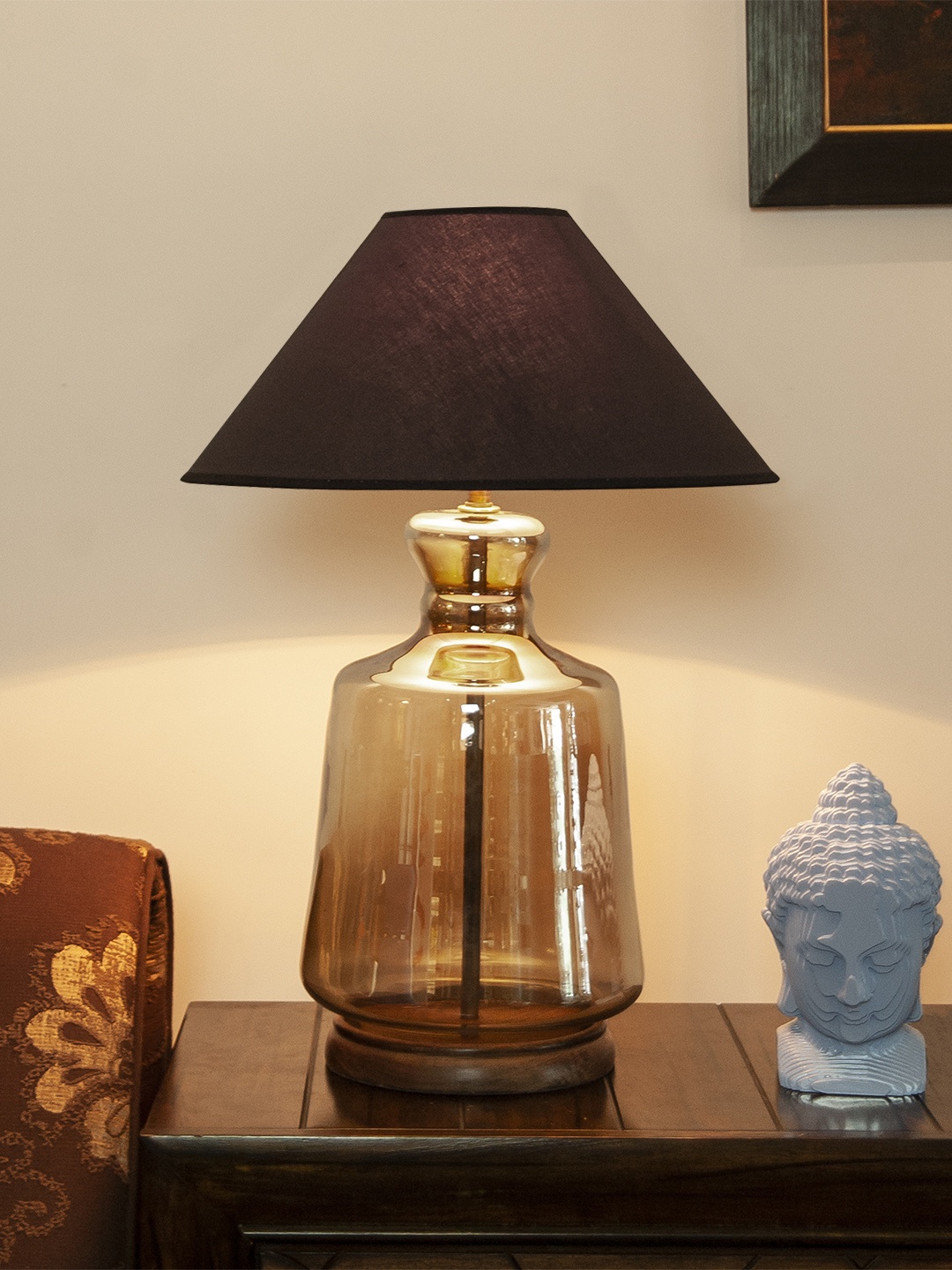 THE LIGHT STORE Black Solid Bedside Standard Table Lamp with Shade