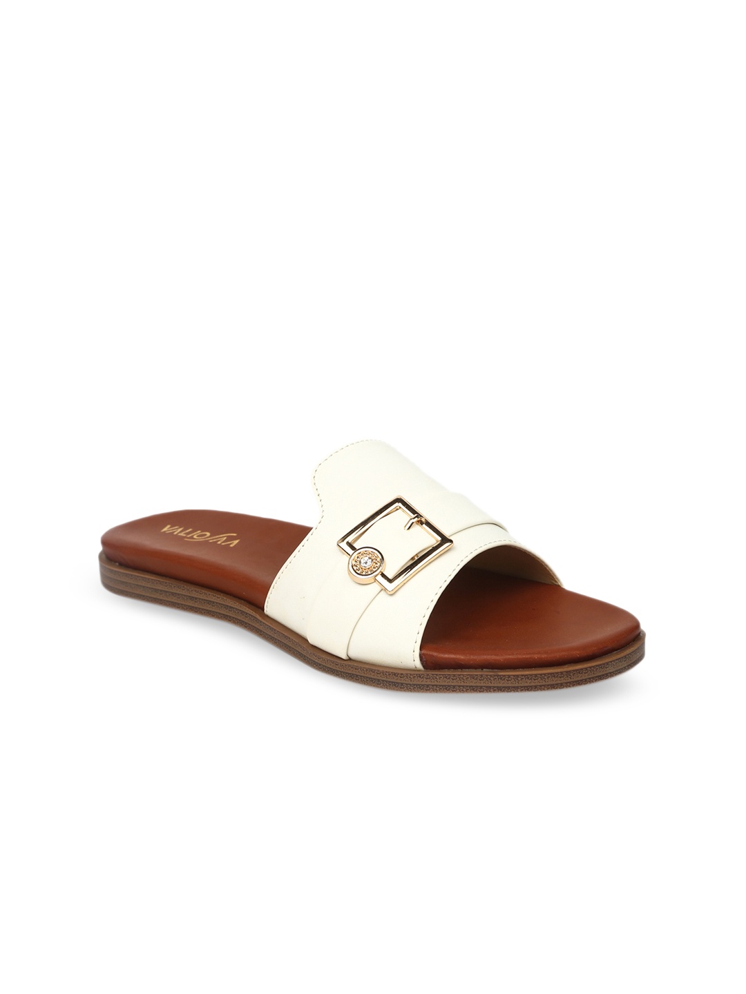 VALIOSAA Women White Solid Open Toe Flats