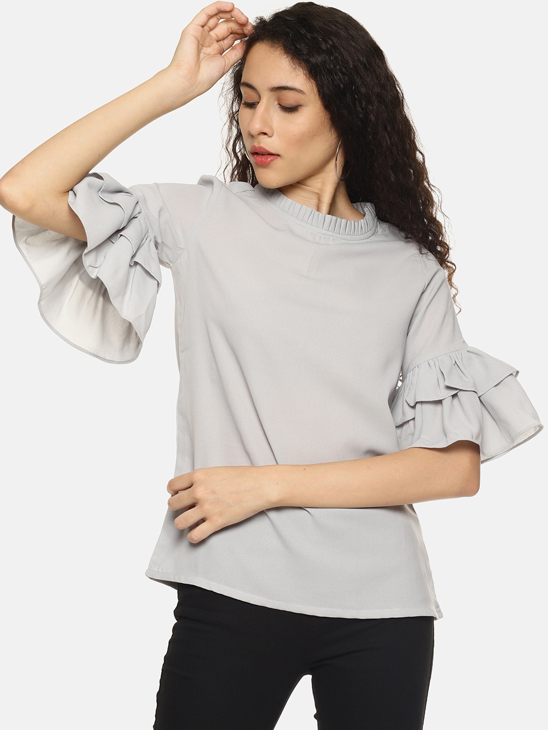 

AARA Women Grey Solid Top