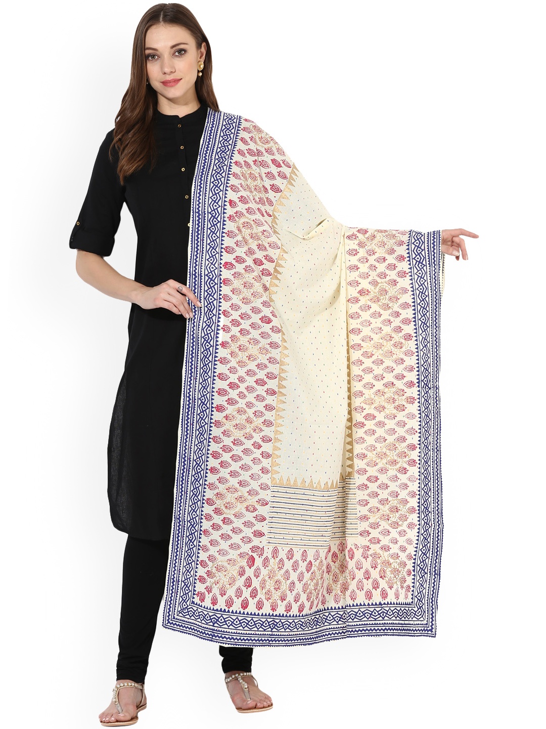

MBE Multicoloured Woven Design Pure Cotton Dupatta, Multi