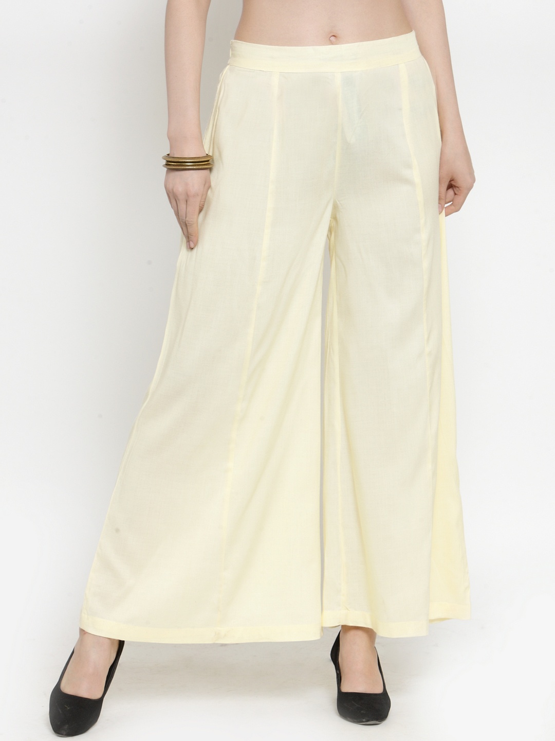 Indibelle Women Off-White Straight Solid Palazzos