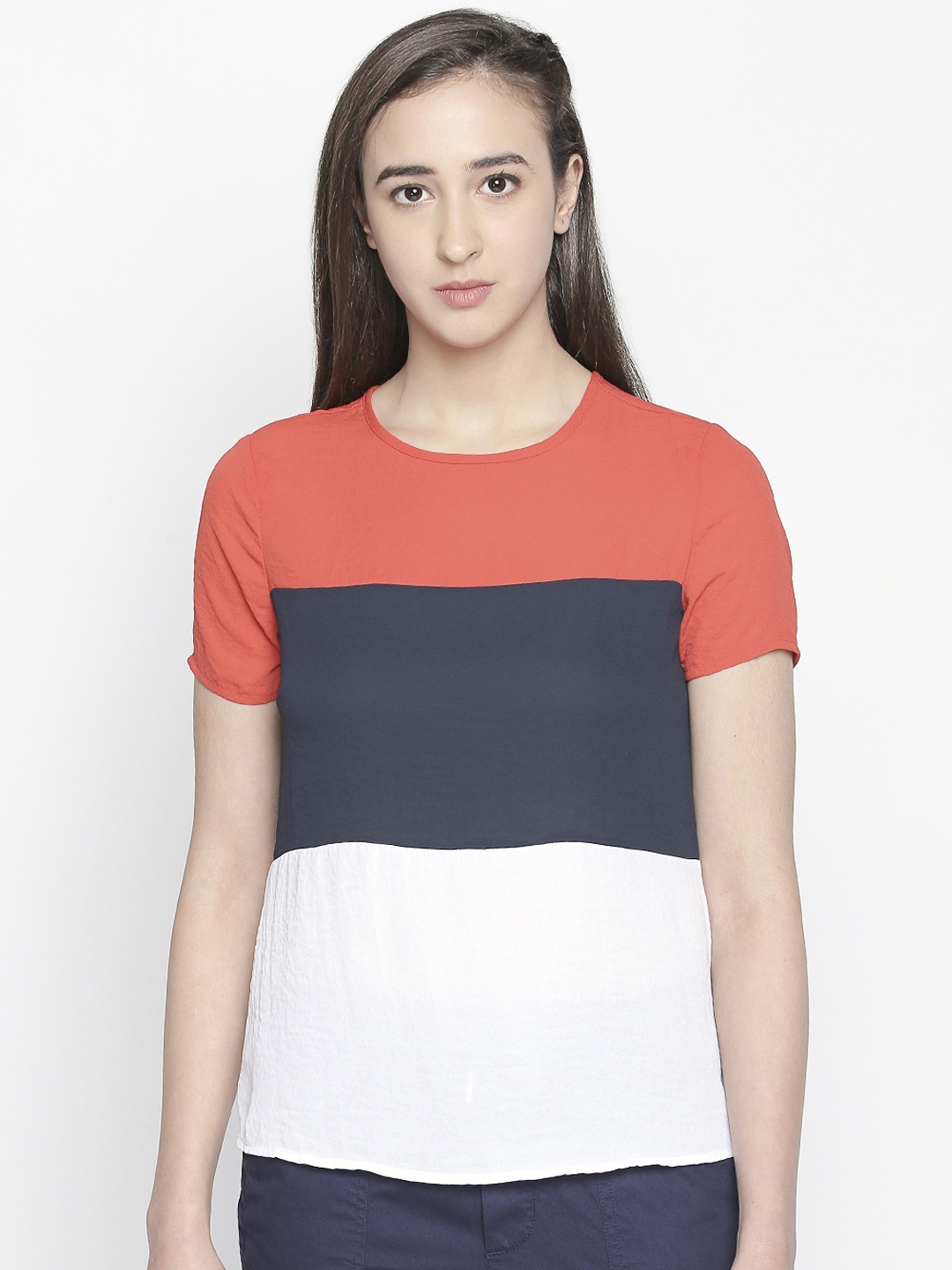 

Annabelle by Pantaloons Women Orange Colourblocked Top