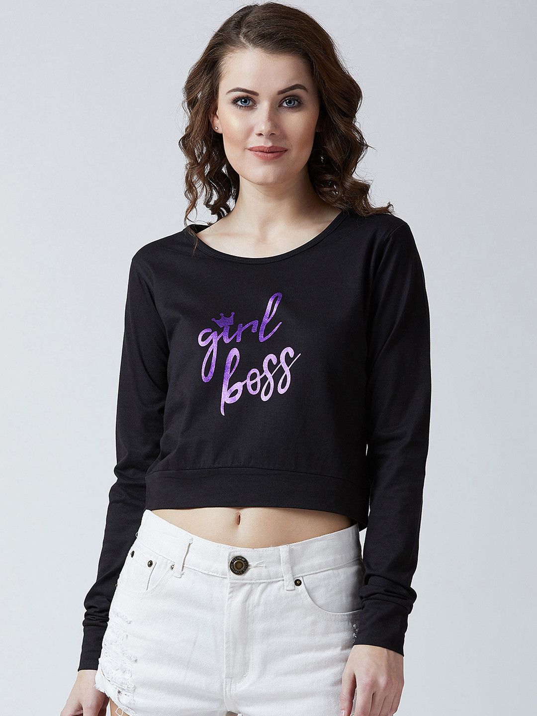 

The Dry State Women Black Printed V-Neck T-shirt