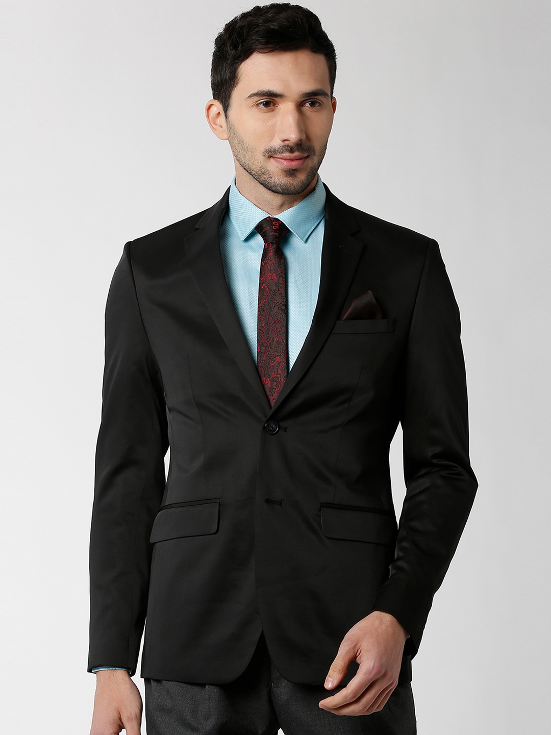 

Peter England Elite Men Black Solid Slim-Fit Single-Breasted Blazer