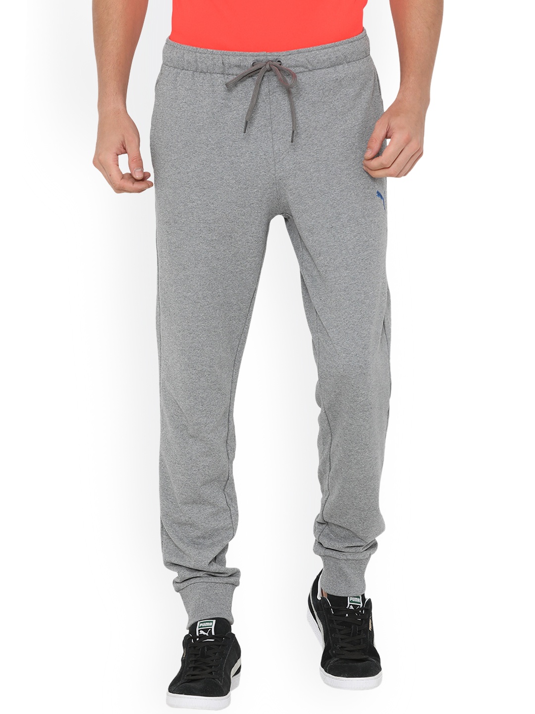Puma Men Grey Melange Solid Straight-Fit Joggers