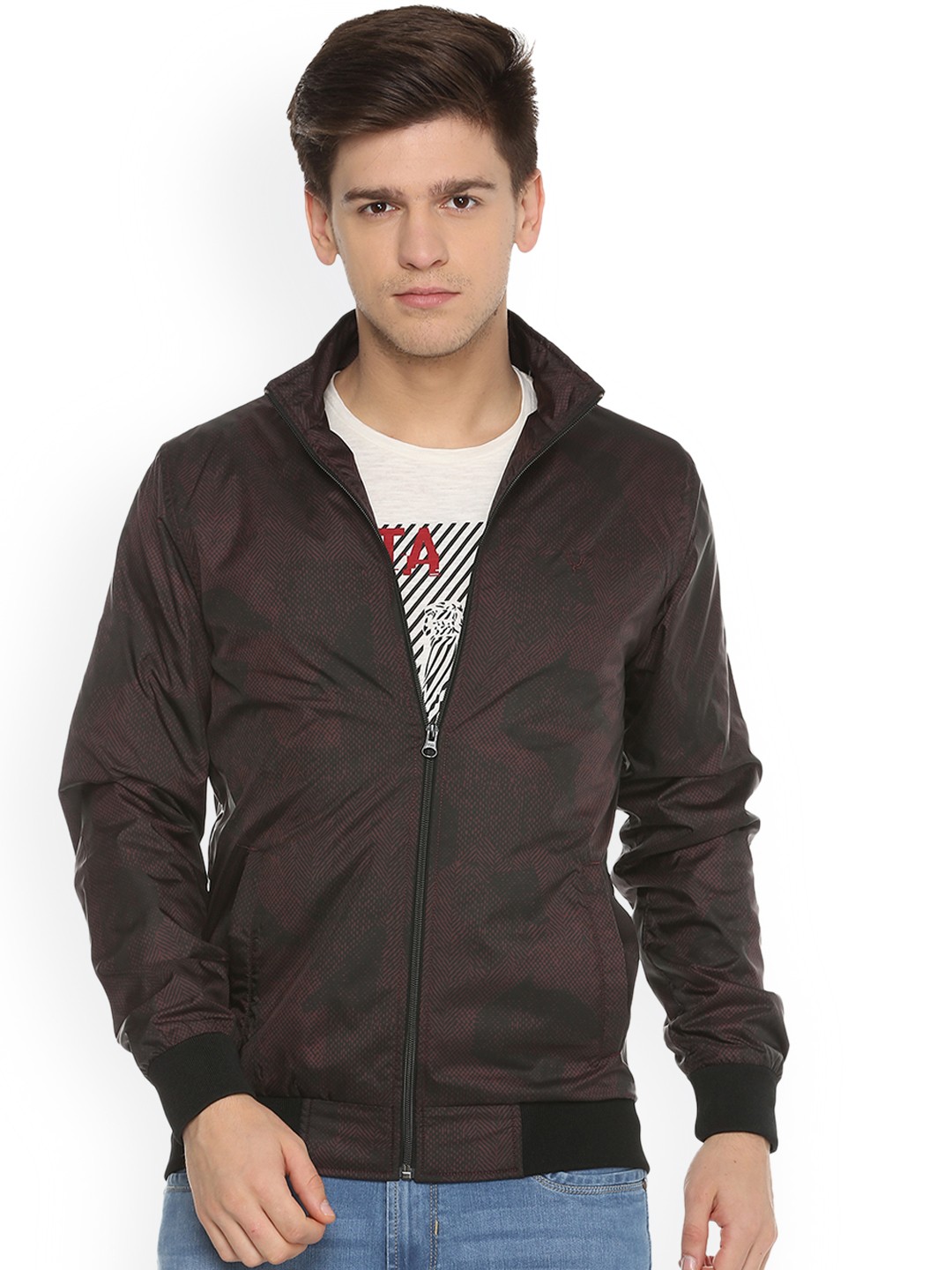 

Allen Solly Sport Men Brown Printed Bomber Jacket