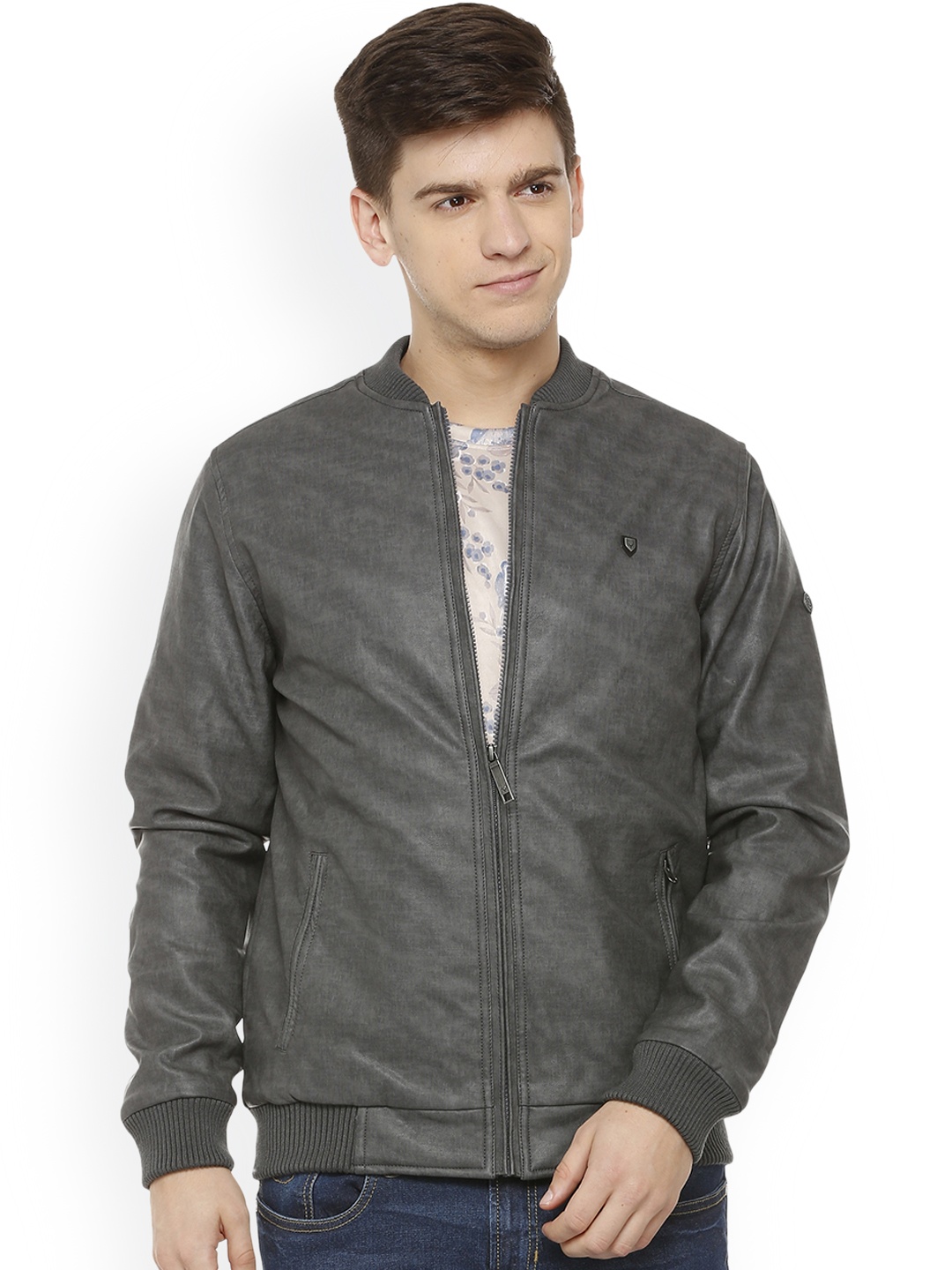 

Allen Solly Sport Men Grey Solid Bomber Jacket