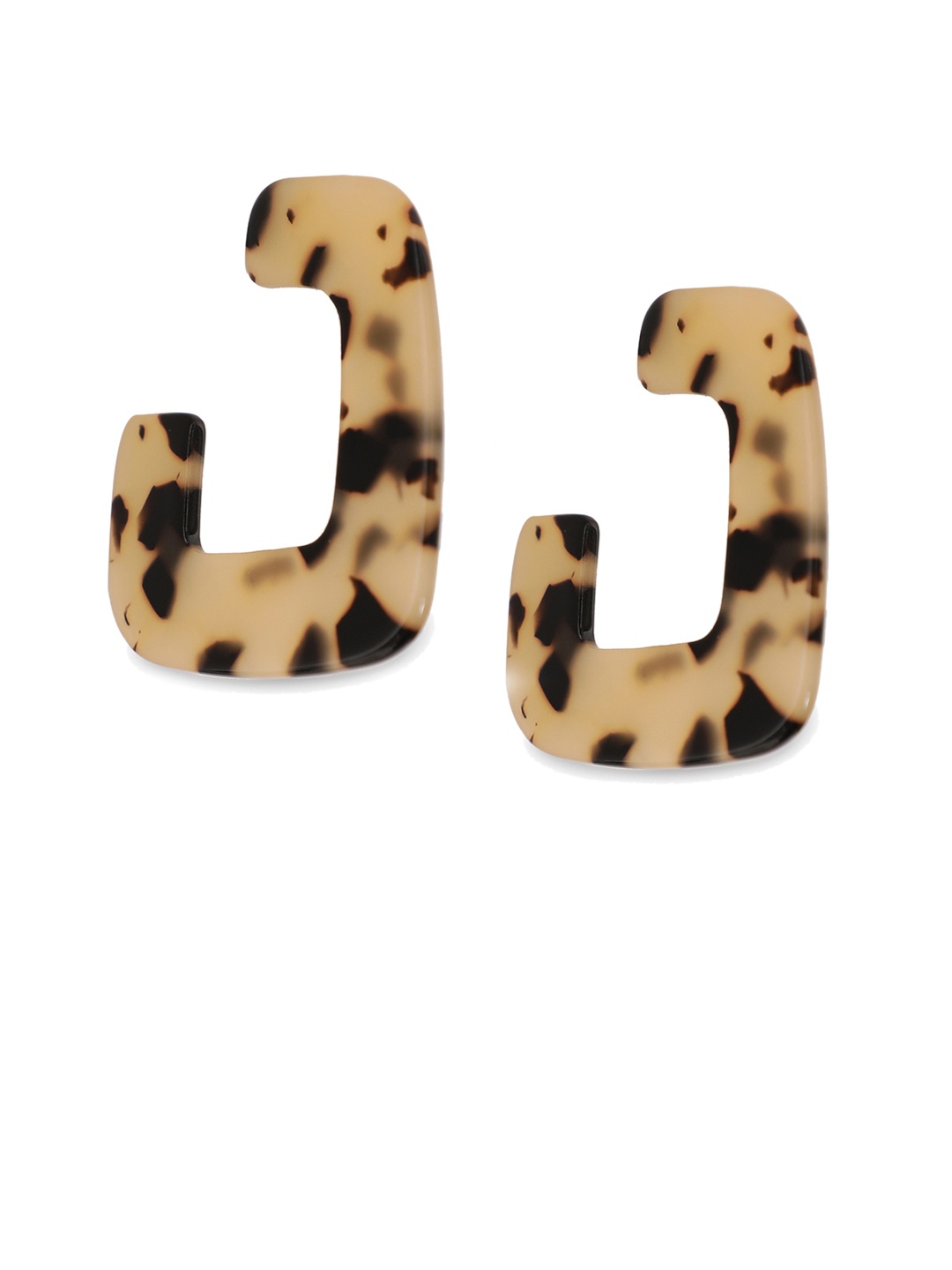 

Kazo Beige & Brown Contemporary Half Hoop Earrings