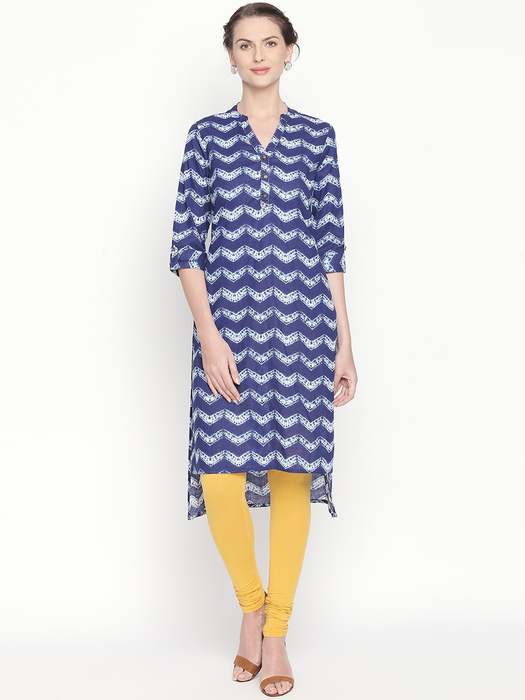 

RANGMANCH BY PANTALOONS Women Blue Printed Straight Kurta