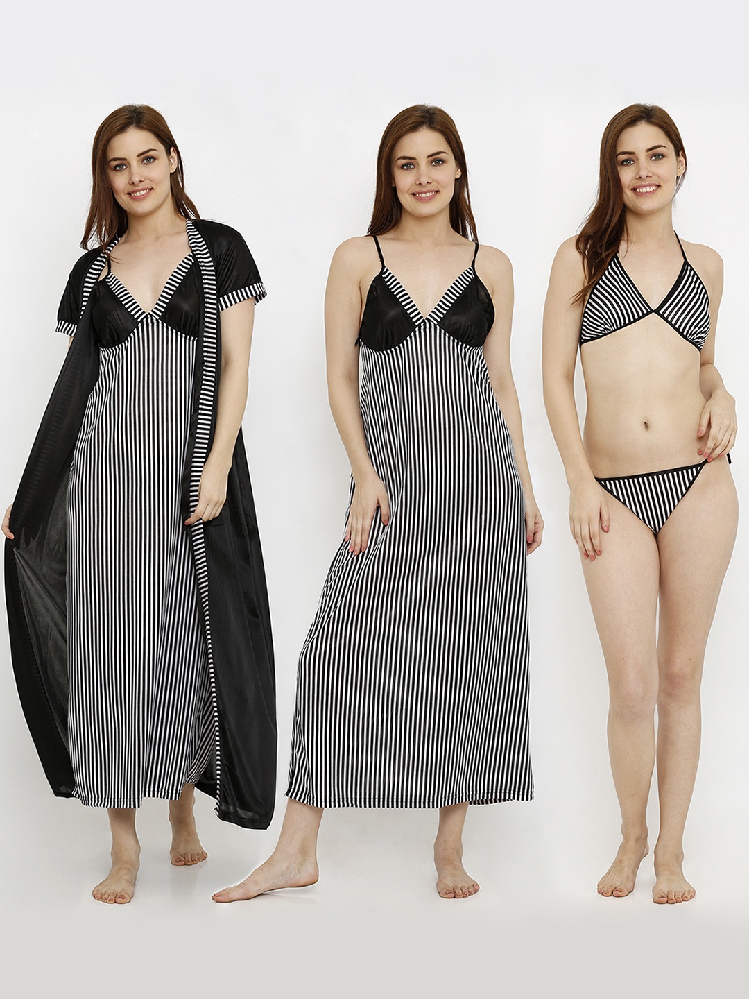 

Pretty Awesome Black & White Striped Nightdress