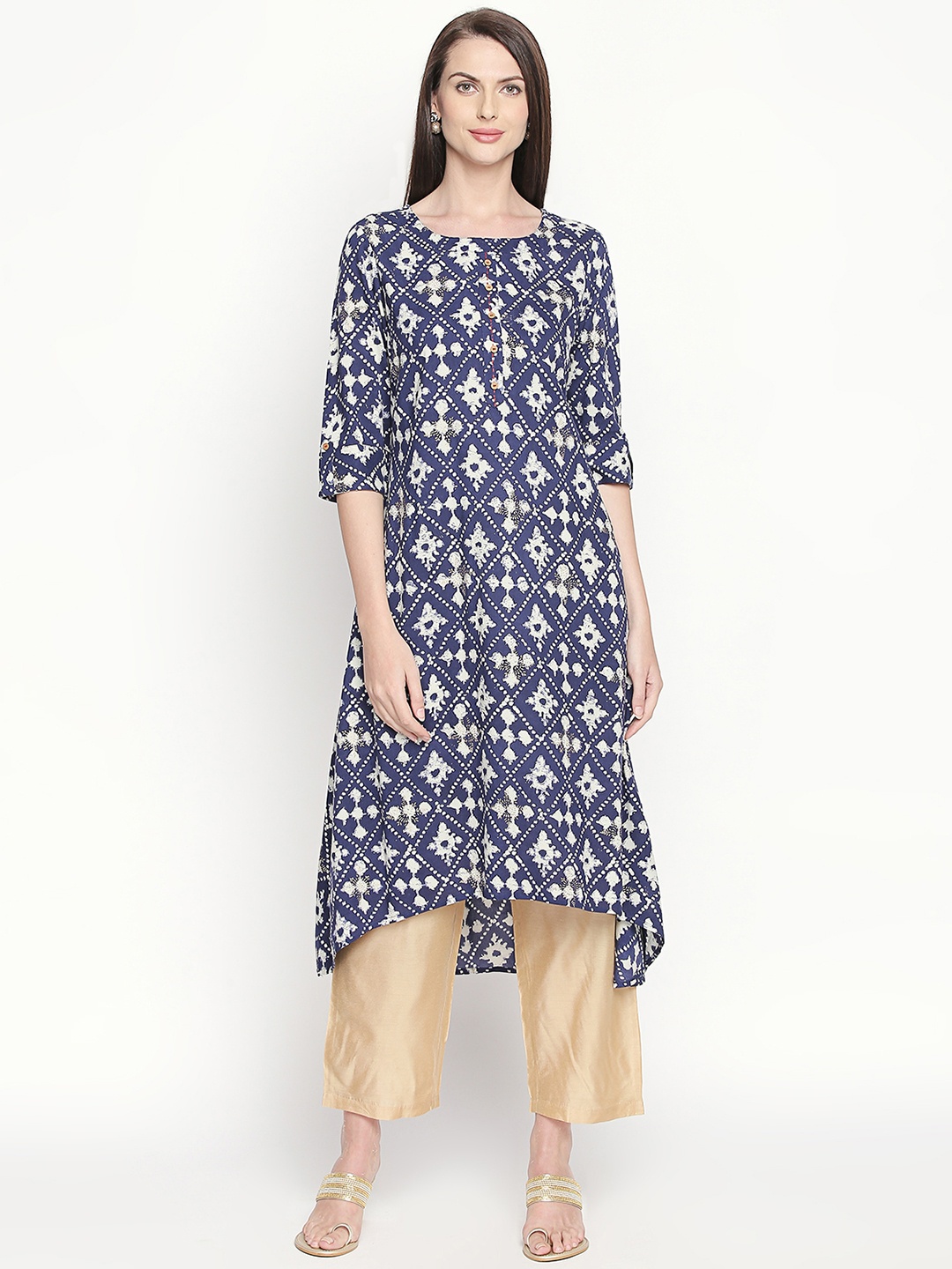 

RANGMANCH BY PANTALOONS Women Blue Printed A-Line Kurta