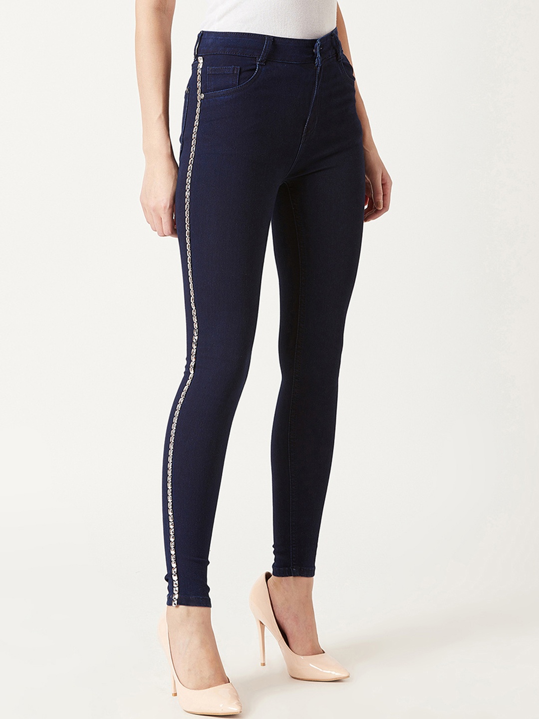 

Miss Chase Women Navy Blue Skinny Fit Mid-Rise Clean Look Jeans