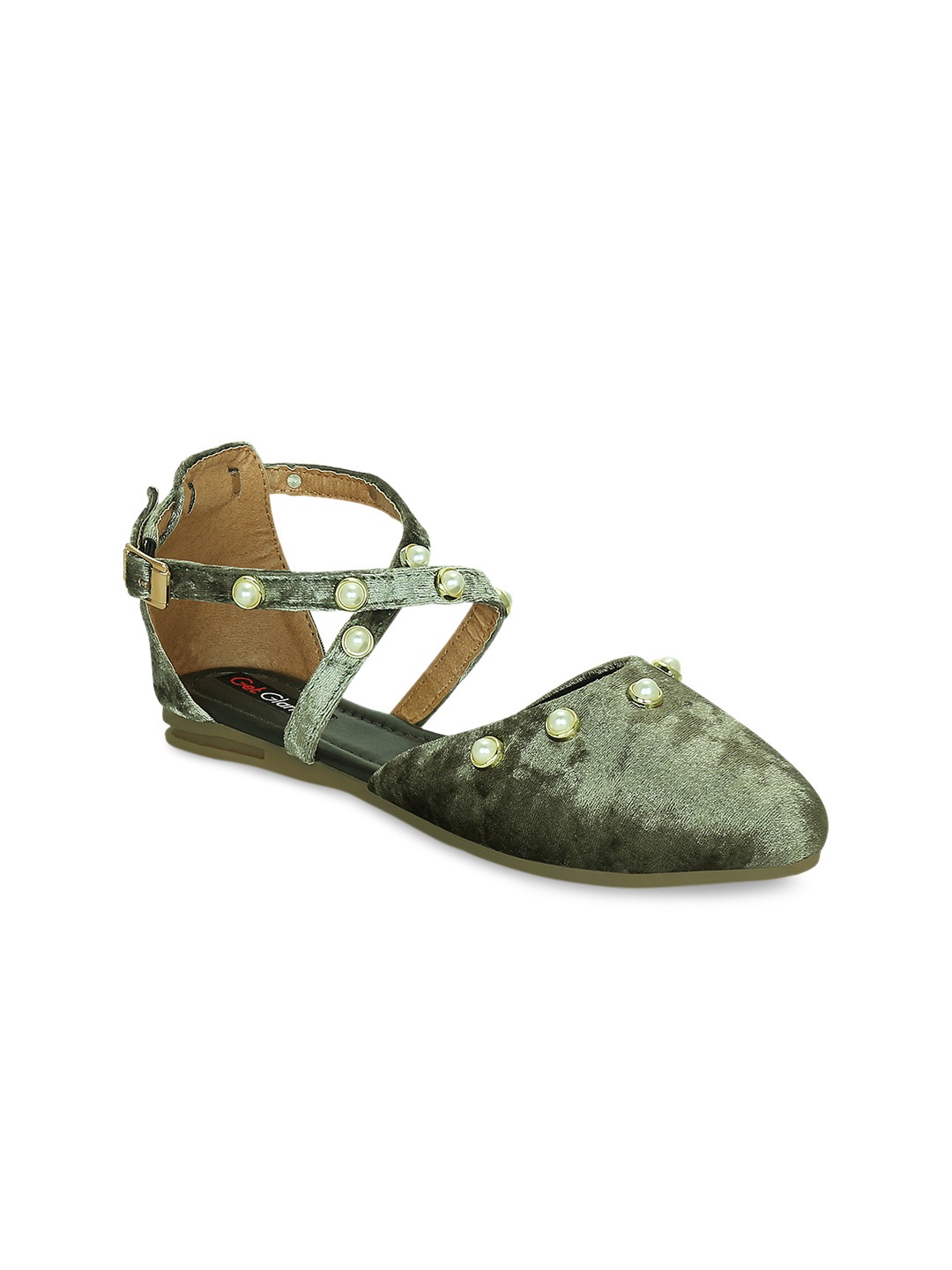 

Get Glamr Women Green Solid Synthetic Suede Ballerinas