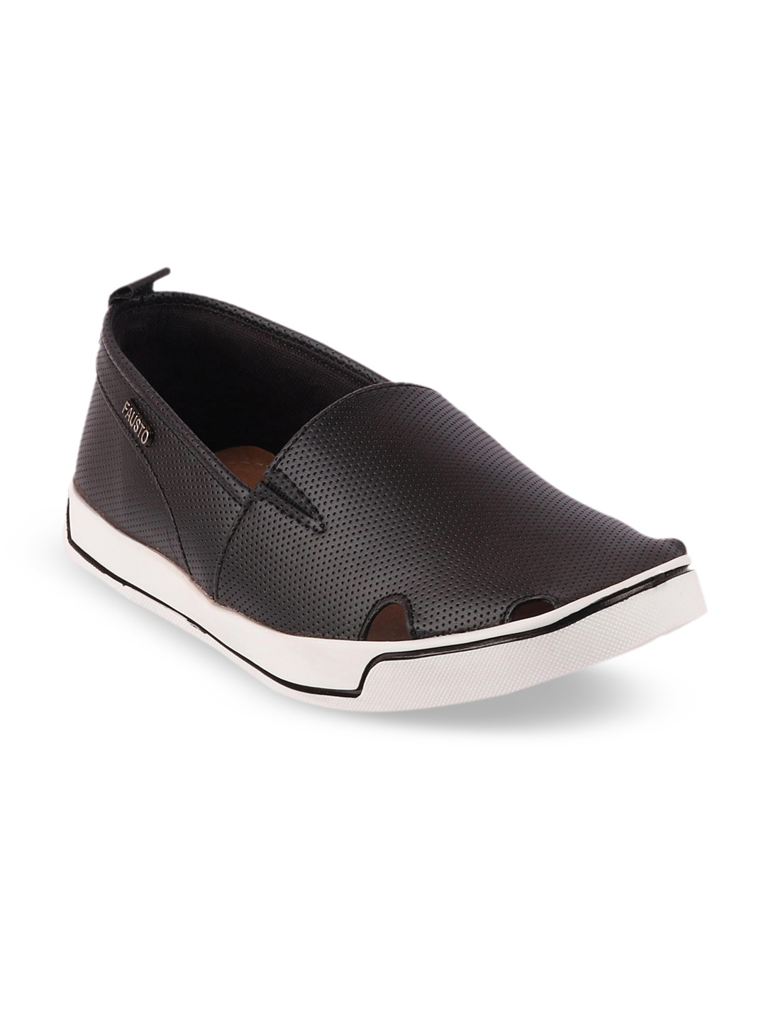 

FAUSTO Men Black Solid Slip-On Sneakers