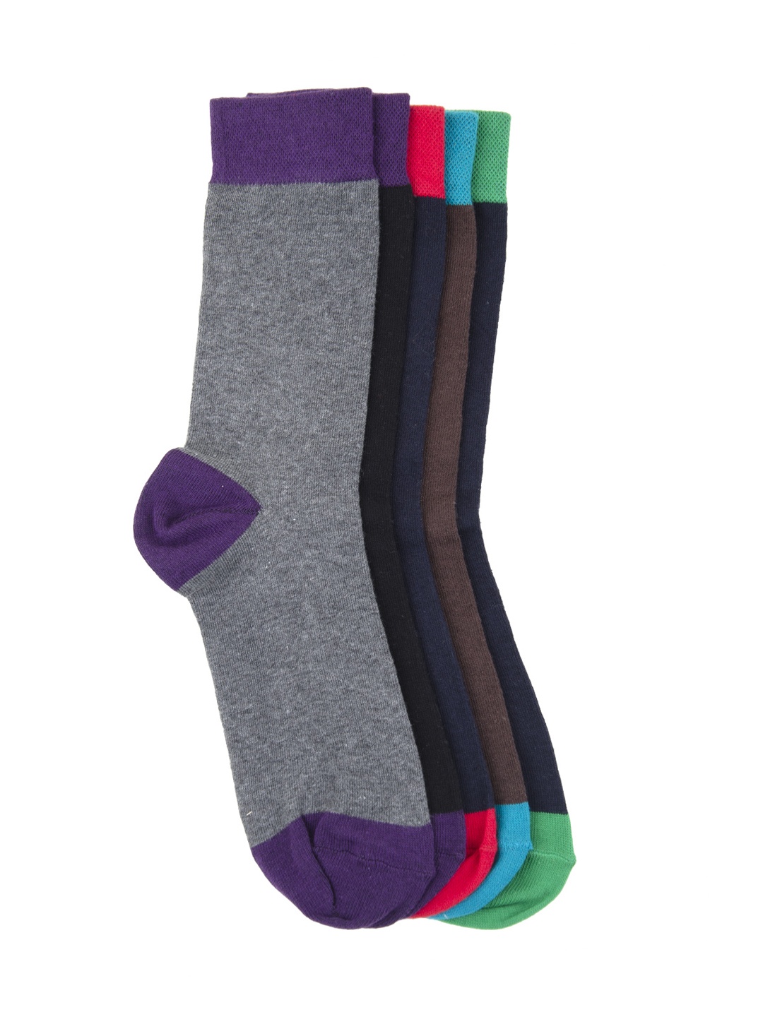 

Tossido Men Pack of 5 Multicoloured Solid Calf-Length Socks, Multi