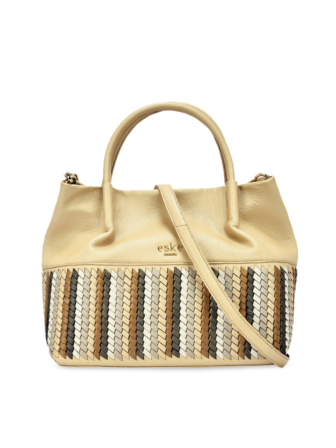 

Eske Gold-Toned Solid Leather Handheld Bag