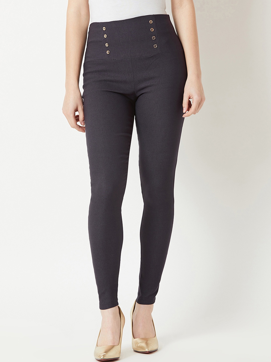 

Miss Chase Women Grey Solid Slim-Fit Jeggings