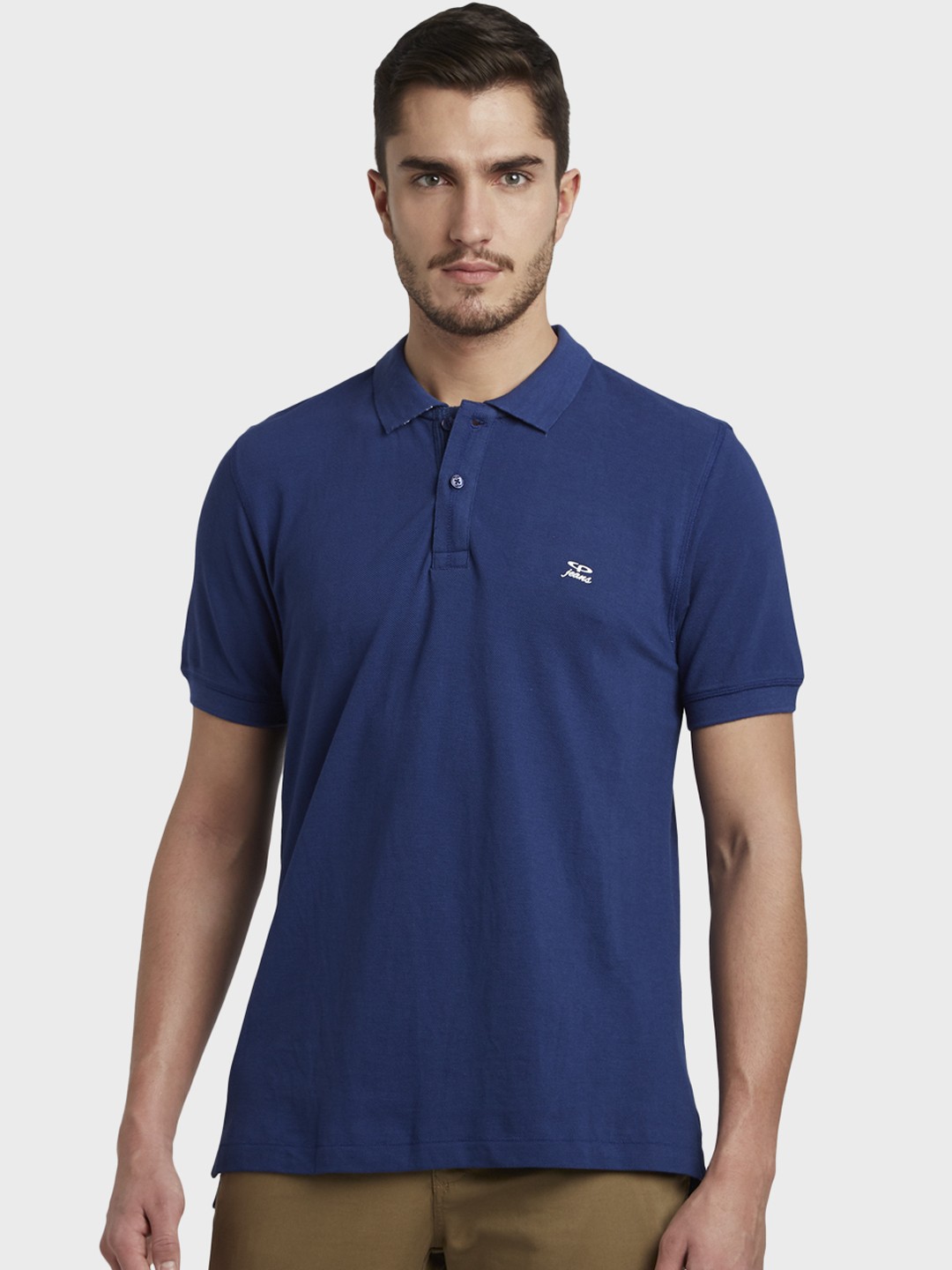 

ColorPlus Men Blue Solid Polo Collar T-shirt