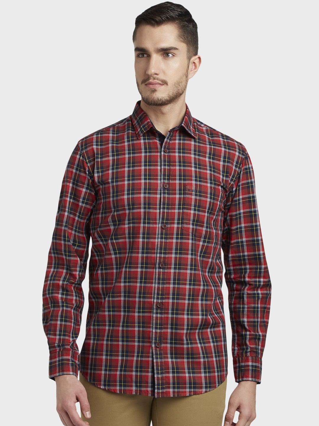 

ColorPlus Men Red & Black Slim Fit Checked Casual Shirt