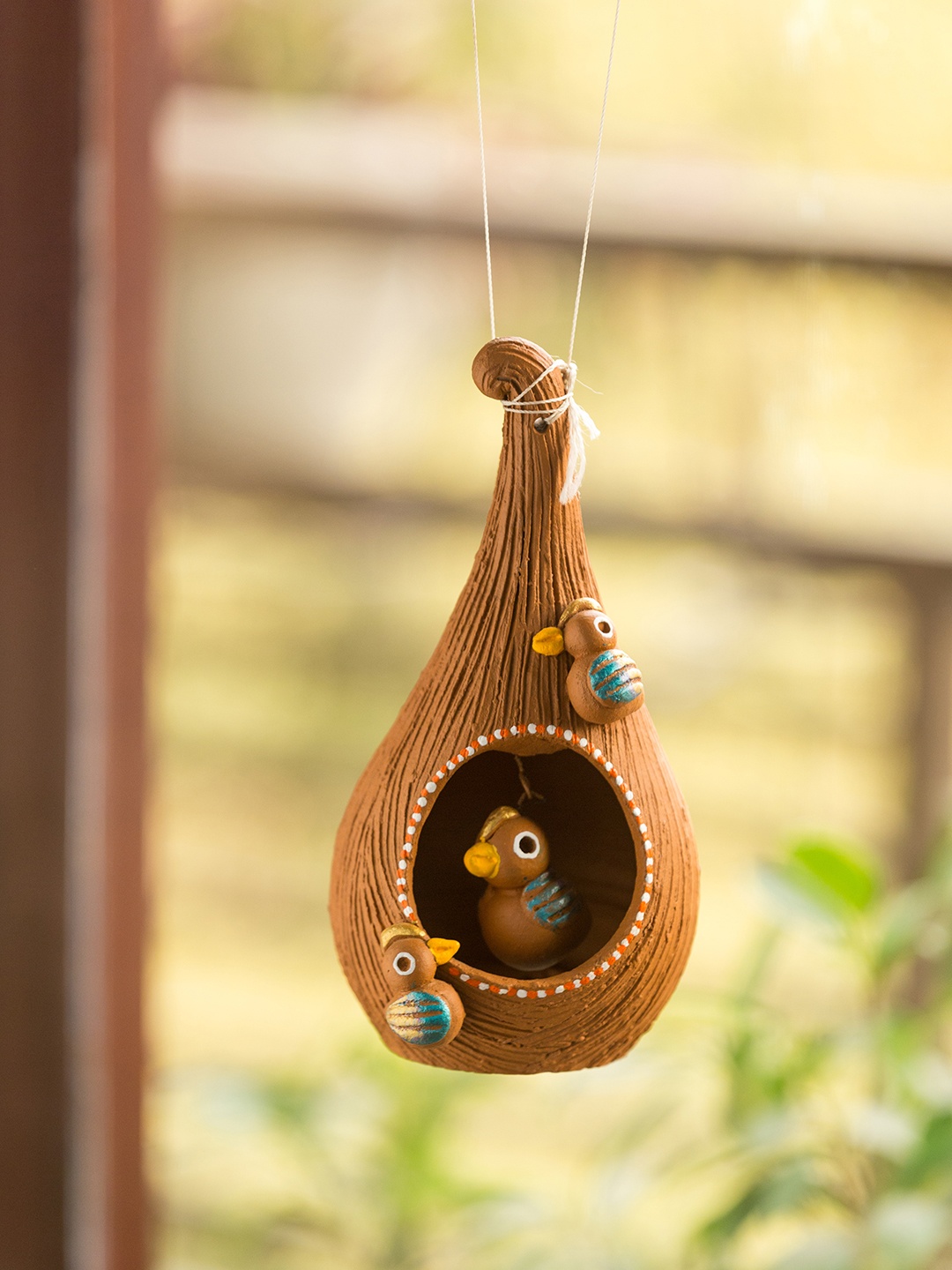 

ExclusiveLane Cuckoo in a Nest Handmade Garden Decorative Terracotta Bird House, Brown