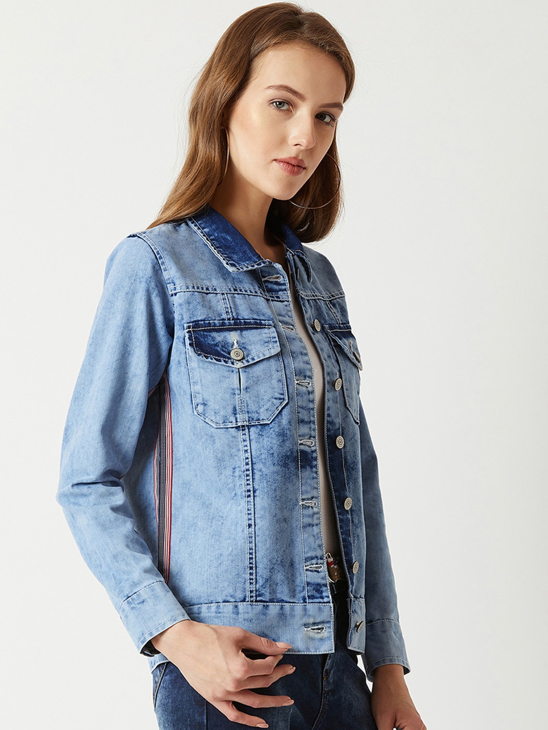 

Miss Chase Women Blue Solid Denim Jacket